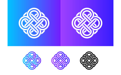 Celtic knot symbol on gradient backgrounds.