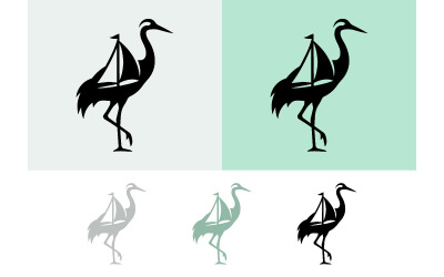 Crane boat logo design black white.