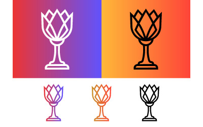 Geometric flower cup logo design on gradient backgrounds.