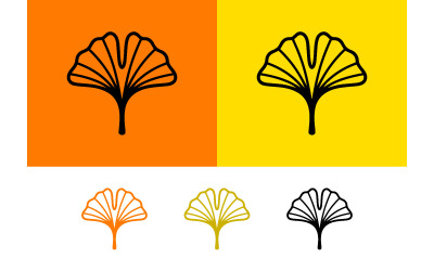 Pictogrammen van ginkgobladeren in verschillende kleurvarianten.