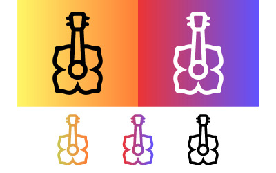 Guitar shaped logo icon with flower.