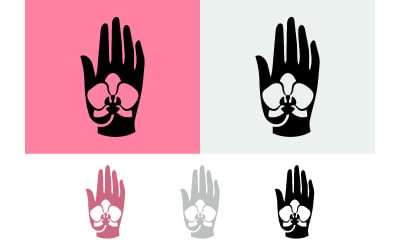 Hand orchid logo pink gray black white.