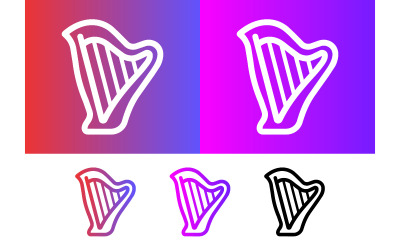 Harp icon on purple gradient background.