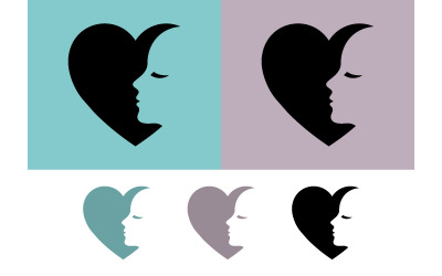 Heart profile couple logo love relationship.