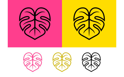 Variaties in hartvormige Monstera-bladpictogrammen.