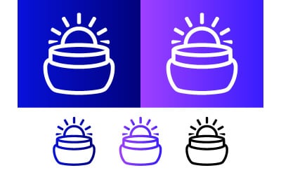 Jar sunscreen icon with sun on purple.