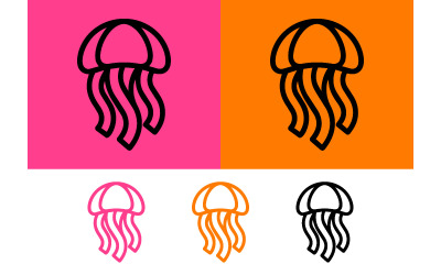 Jellyfish icons orange pink and black designs.