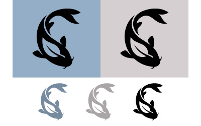 Koi fish logo design black blue gray.