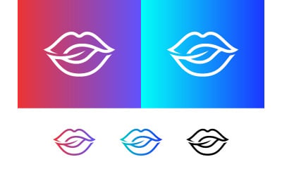 Lips and leaf logo with gradient colors.