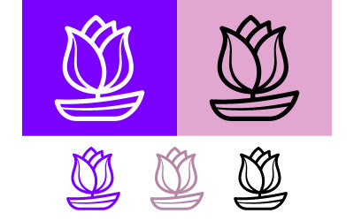 Lotus flower icons purple pink and black designs.
