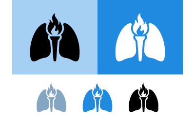 Lungs torch logo black blue white.