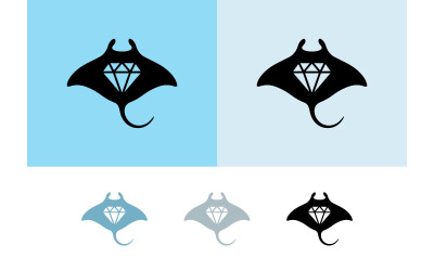 Manta ray diamond logo design black blue.