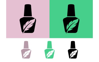 Nail polish bottle with feather logo on pink.