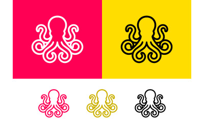 Octopus symbols pink yellow and black designs.