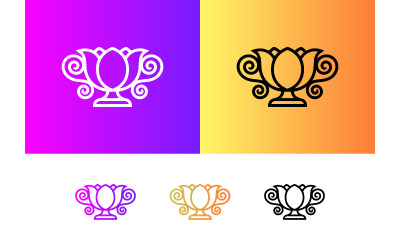 Zdobený květinový design loga vázy na gradientním pozadí.