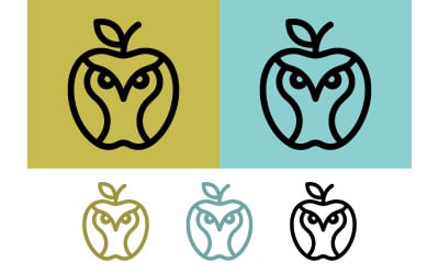 Owl in apple logo olive and teal black designs.