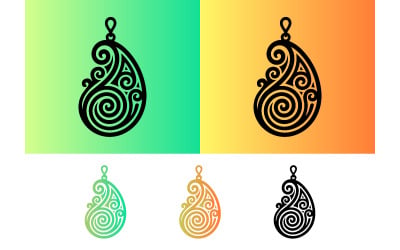 Paisley pendant design on gradient backgrounds.