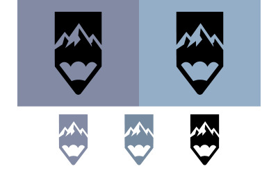Pencil logo with mountain range design.