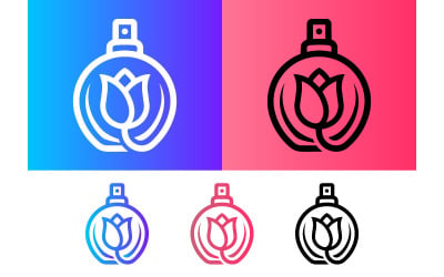 Perfume bottle logo with rose design.
