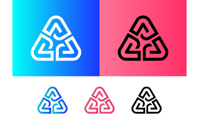 Recycle triangle logo symbol on gradient backgrounds.