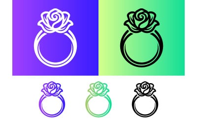 Ring with rose flower emblem on purple.