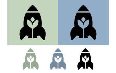 Rocket and plant icon set.