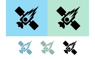 Satellite icons in multiple color variations graphic.