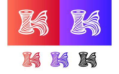 Spool of thread letter K logo on backgrounds.
