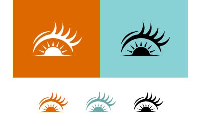 Sunrise eye logo design white orange blue.