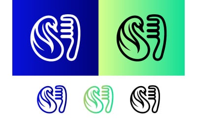 Swan comb logo concept on blue background.