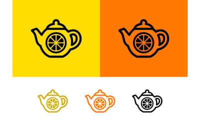 Teapot lemon slice logo drink symbol.