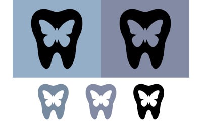 Tooth butterfly logo black blue gray.