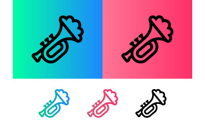 Trumpet icon on blue gradient background.
