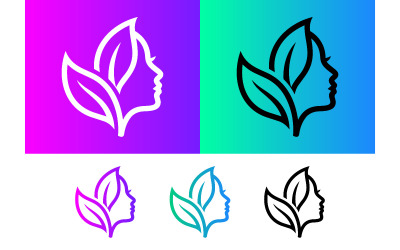 Woman face leaf logo beauty symbol.