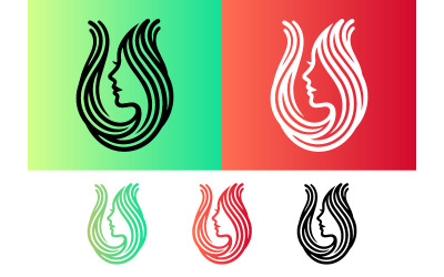 Woman profile logo with flowing hair.