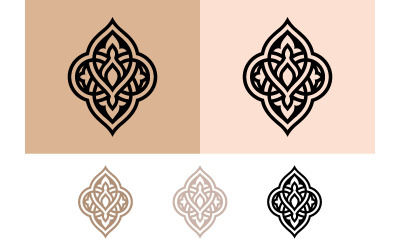 Design astratto e ornamentale del logo, dalla forma elaborata.