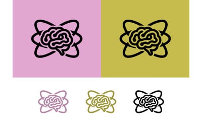 Brain atom logo design science symbol.
