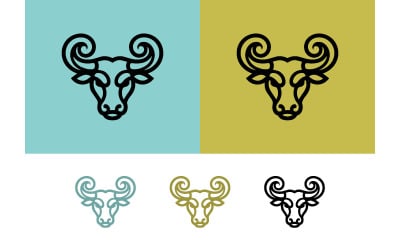 Bull head logo on teal background.