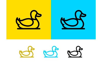 Duck icons on colorful backgrounds graphic design.