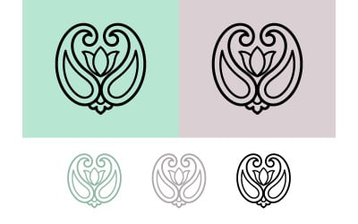 Elegant floral emblem with swirls for decoration.