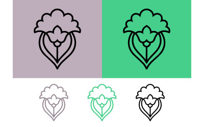 Floral motif design in outline on purple and green.