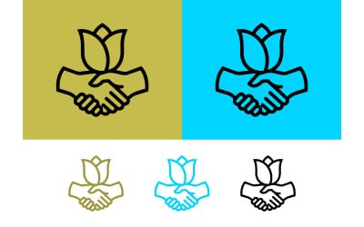Handshake with flower icon green background.