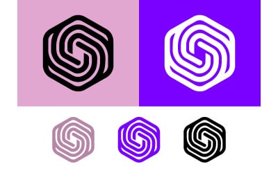Hexagon swirl logo design abstract pattern.
