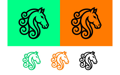 Horse head icon on green background.
