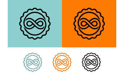 Symbole de l&amp;#39;infini à l&amp;#39;intérieur d&amp;#39;un logo en cercle festonné.
