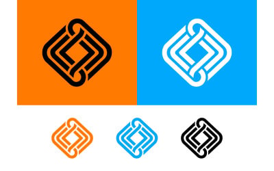 Interlocking square logo design abstract shape.