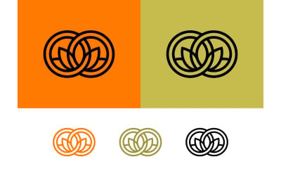 Intertwined circles with leaf design logo.