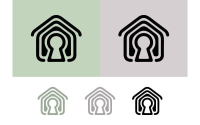 Keyhole house logo design abstract security.