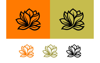Lotus flower emblem logo orange green.