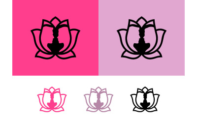 Lotus flower silhouette with faces logo.